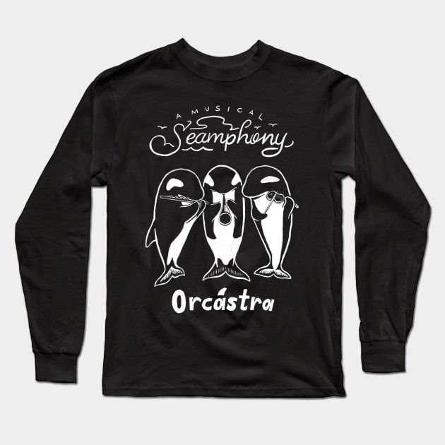 Orcastra Funny Whales Playing Music Long Sleeve T-Shirt by ShirtHappens